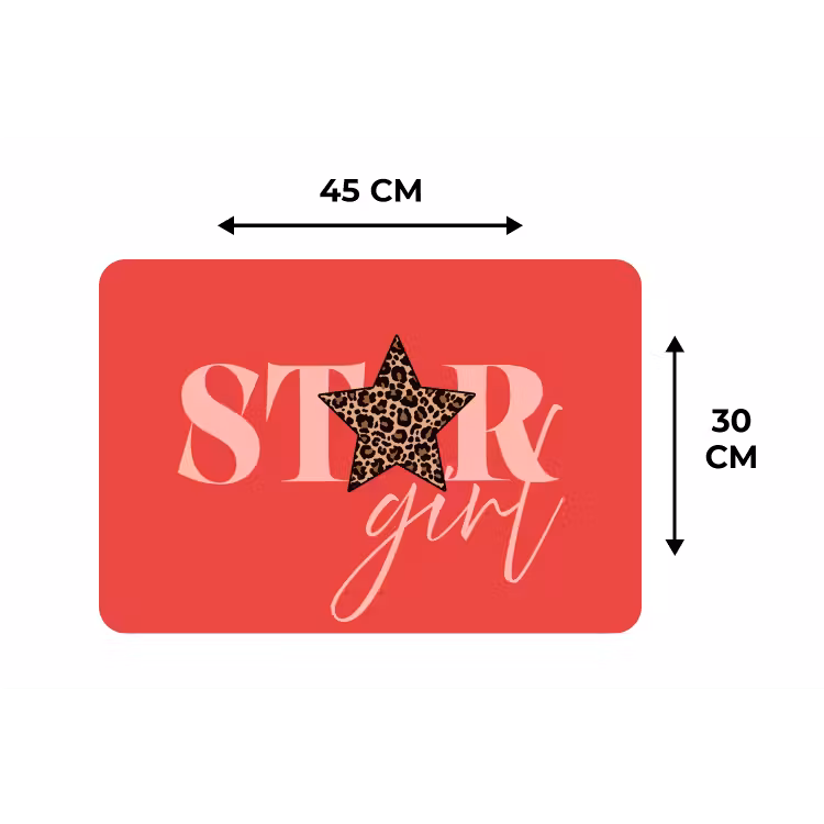 Star girl - Rood - Panter - Ster Placemat vinyl groot -specs