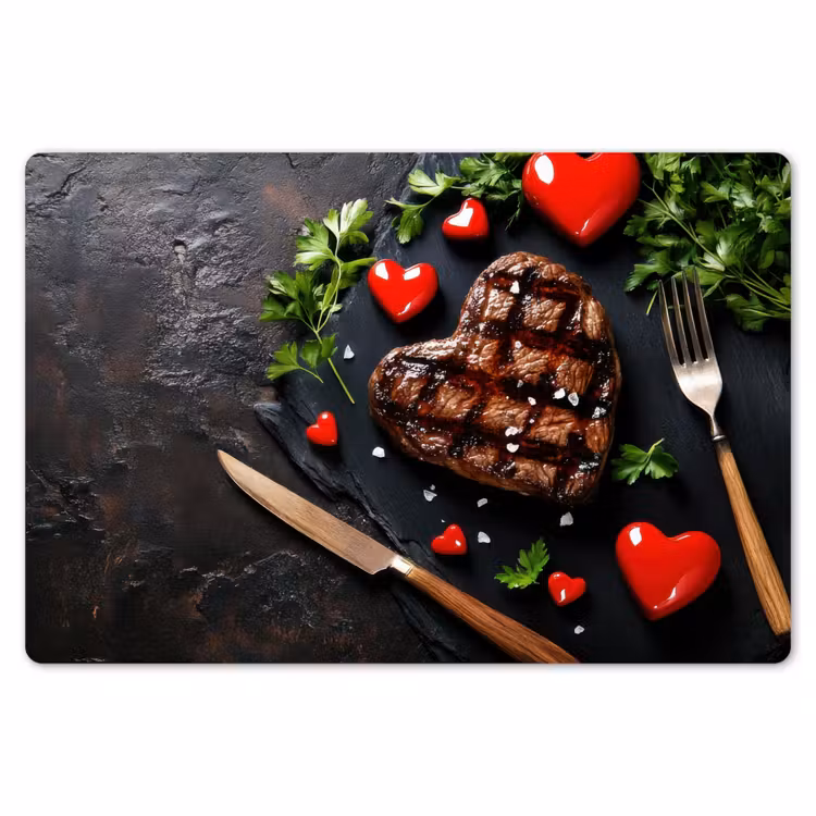 Steak - Hart - Bestek Placemat vinyl groot -zzsfeer1_Kitchenyeah-website