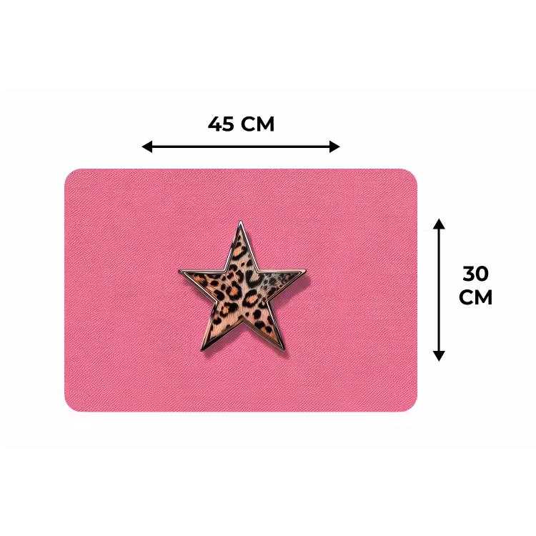 Ster - Luipaard - Print - Roze Placemat vinyl groot -specs