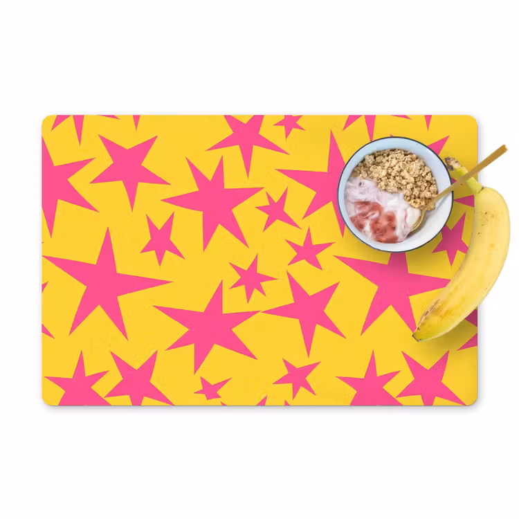 Sterren - Patroon - Roze - Geel Placemat vinyl groot 368 -zzzproduct_Kitchenyeah-website