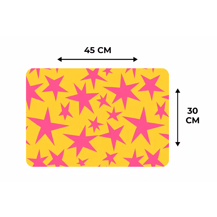 Sterren - Patroon - Roze - Geel Placemat vinyl groot 368 -specs
