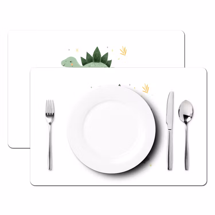 Sterren - Stegosaurussen - Blaadjes - Groen Placemat vinyl groot -zzsfeer2_Kitchenyeah-website