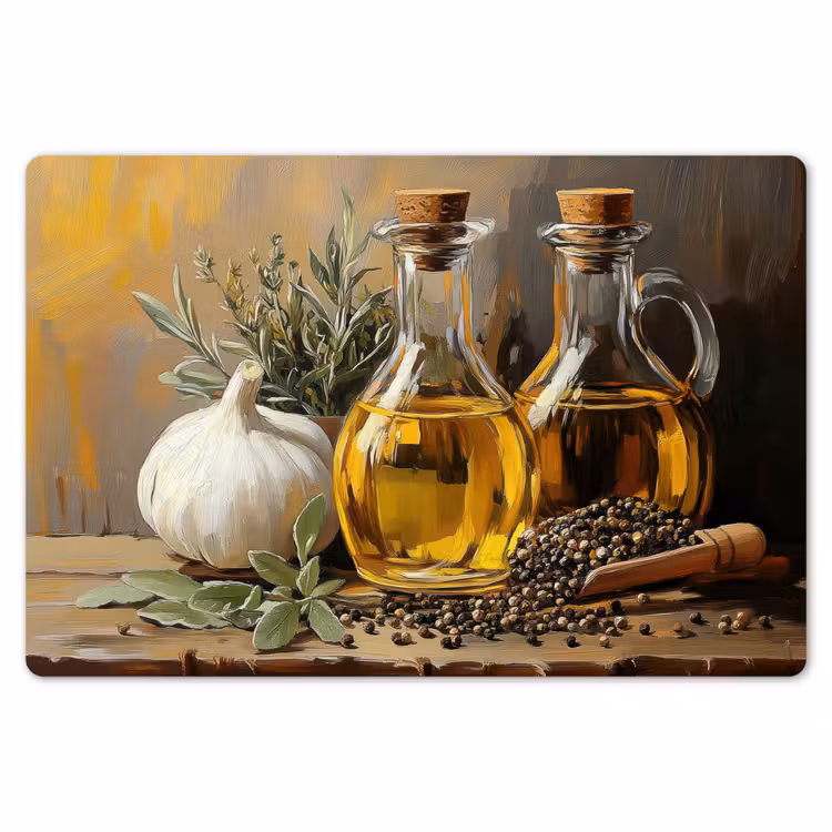 Stilleven - Olijfolie - Knoflook - Kruiden Placemat vinyl groot -zzsfeer1_Kitchenyeah-website