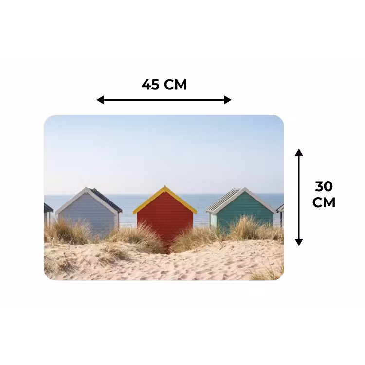 Strand - Huisjes - Kleurrijk - Duinen Placemat vinyl groot -specs