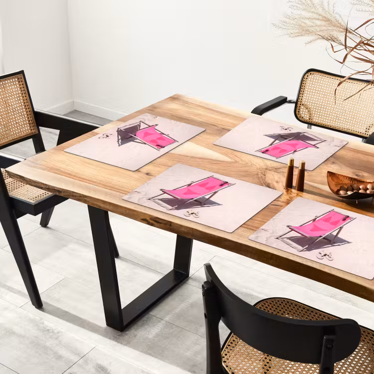 Strand - Ligstoel - Badkleding - Zomer - Roze Placemat vinyl groot -zzsfeer4_Kitchenyeah-website