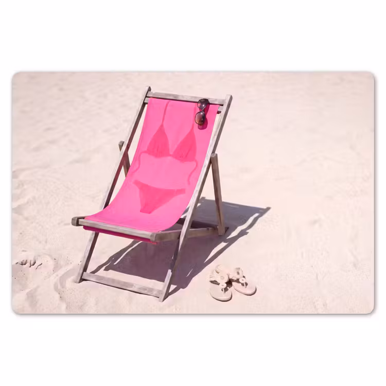 Strand - Ligstoel - Badkleding - Zomer - Roze Placemat vinyl groot -zzsfeer1_Kitchenyeah-website