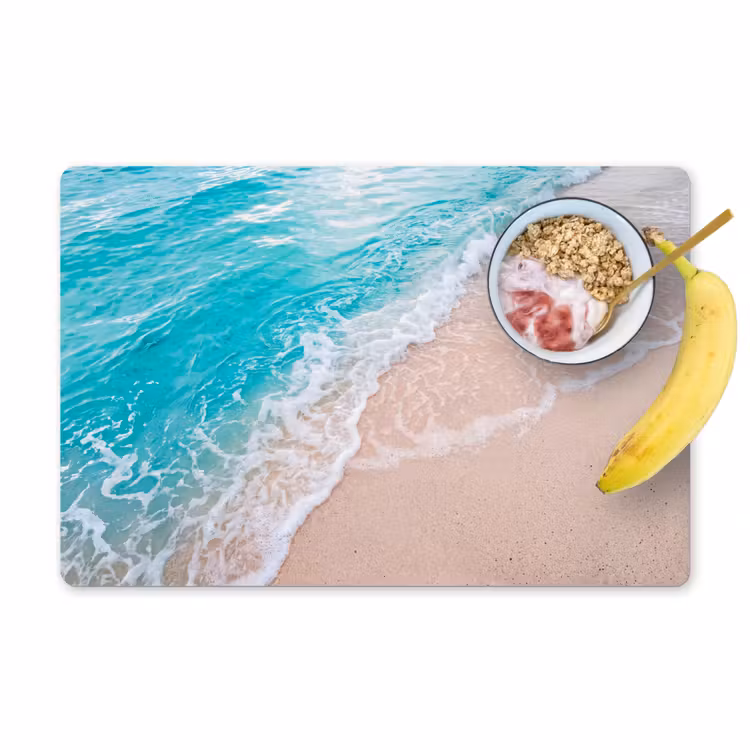 Strand - Zee - Golf - Natuur - Blauw Placemat vinyl groot -zzzproduct_Kitchenyeah-website