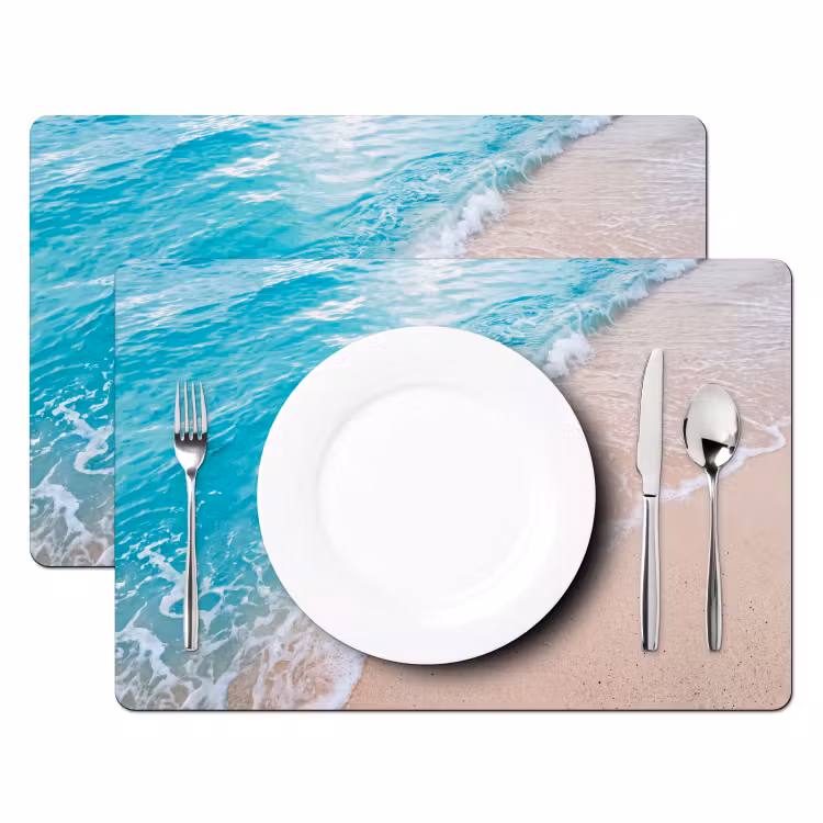 Strand - Zee - Golf - Natuur - Blauw Placemat vinyl groot -zzsfeer2_Kitchenyeah-website