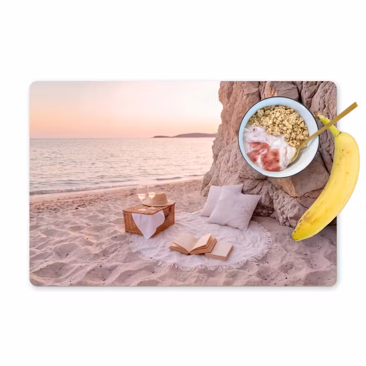 Strand - Picknick - Zonsondergang - Zomer - Natuur Placemat vinyl groot -zzzproduct_Kitchenyeah-website