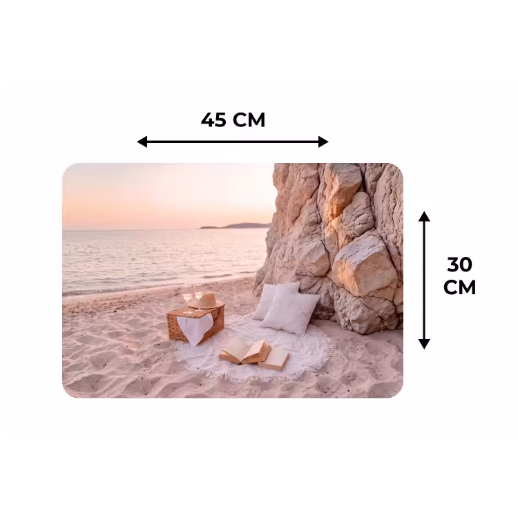 Strand - Picknick - Zonsondergang - Zomer - Natuur Placemat vinyl groot -specs
