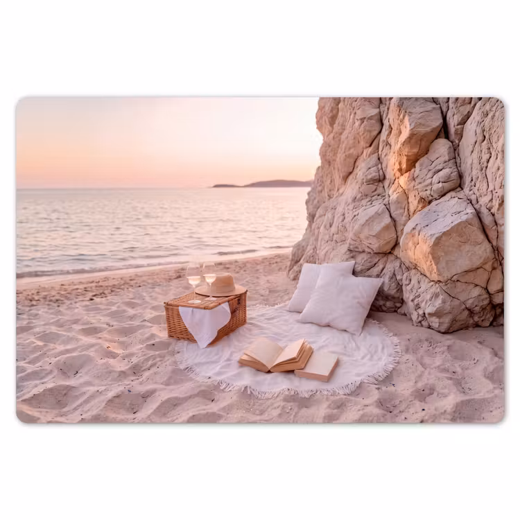 Strand - Picknick - Zonsondergang - Zomer - Natuur Placemat vinyl groot -zzsfeer1_Kitchenyeah-website