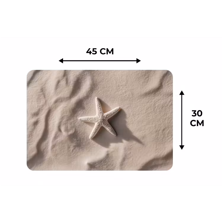 Strand - Zeester - Zand - Beige Placemat vinyl groot -specs