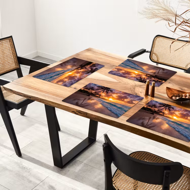 Strand - Zonsopgang - Tropisch - Natuur - Oranje Placemat vinyl groot -zzsfeer4_Kitchenyeah-website