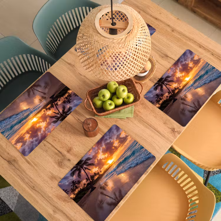Strand - Zonsopgang - Tropisch - Natuur - Oranje Placemat vinyl groot -zzsfeer5_Kitchenyeah-website