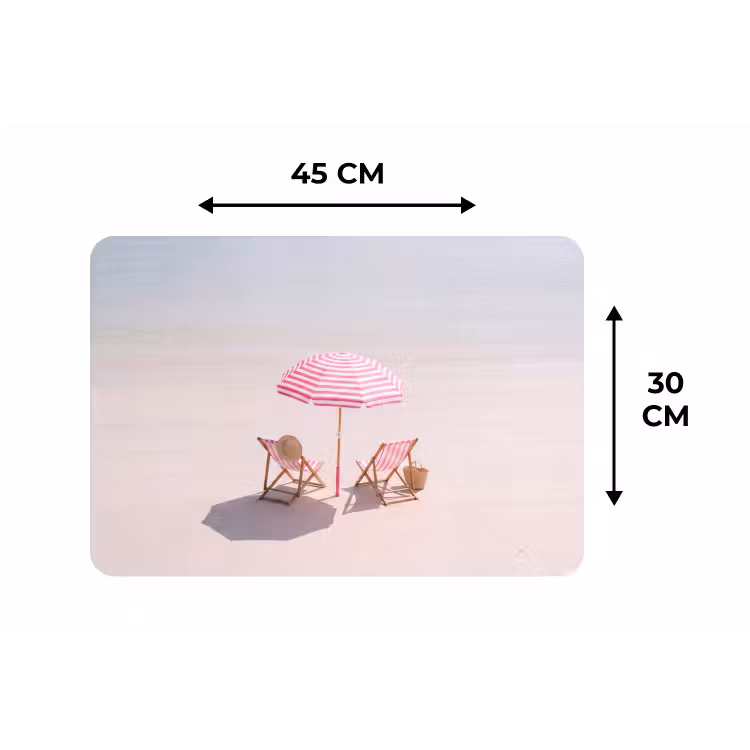Strand - Parasol - Ligstoel - Zomer - Roze Placemat vinyl groot -specs