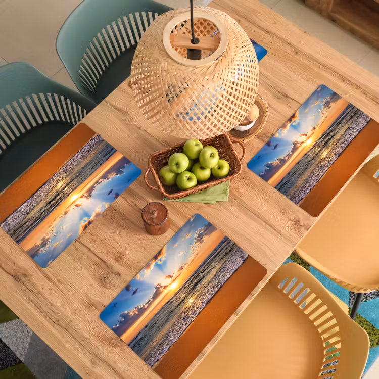 Strand - Zonsondergang - Zee - Wolken - Horizon Placemat vinyl groot -zzsfeer5_Kitchenyeah-website