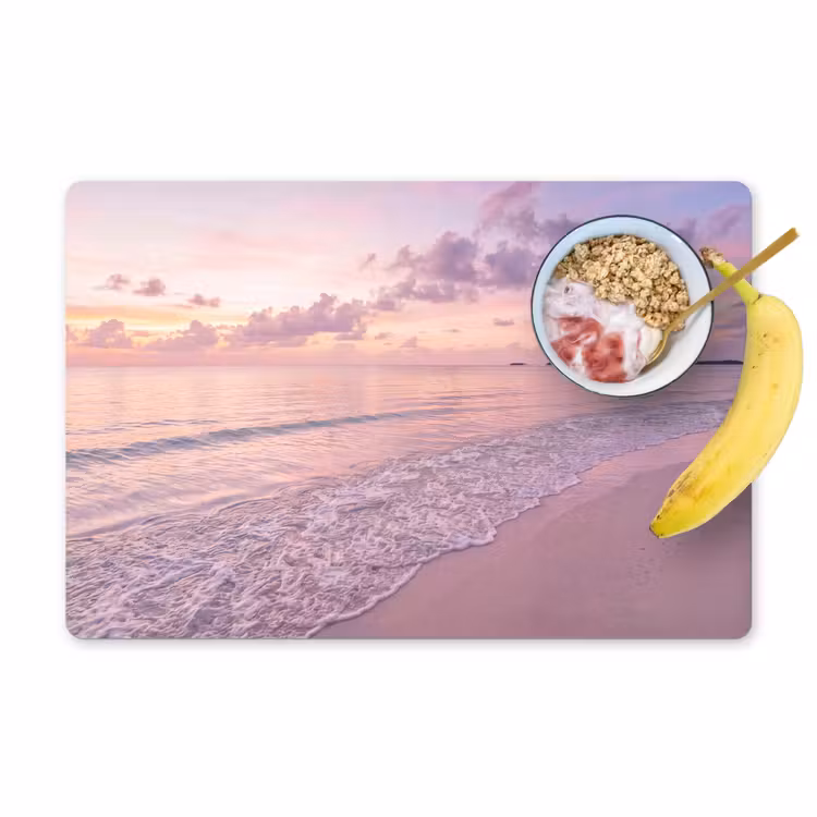 Strand - Zonsondergang - Natuur - Minimalistisch - Roze Placemat vinyl groot -zzzproduct_Kitchenyeah-website