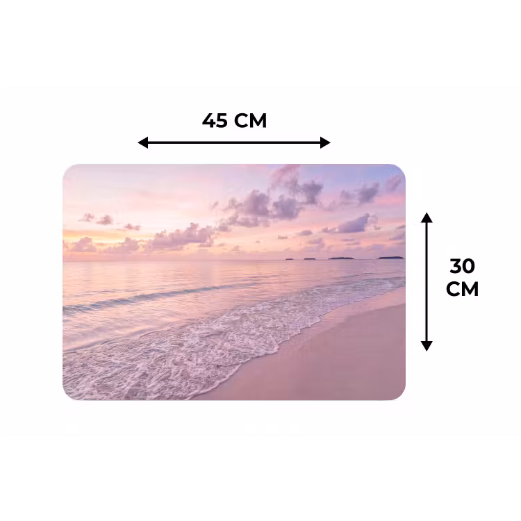 Strand - Zonsondergang - Natuur - Minimalistisch - Roze Placemat vinyl groot -specs
