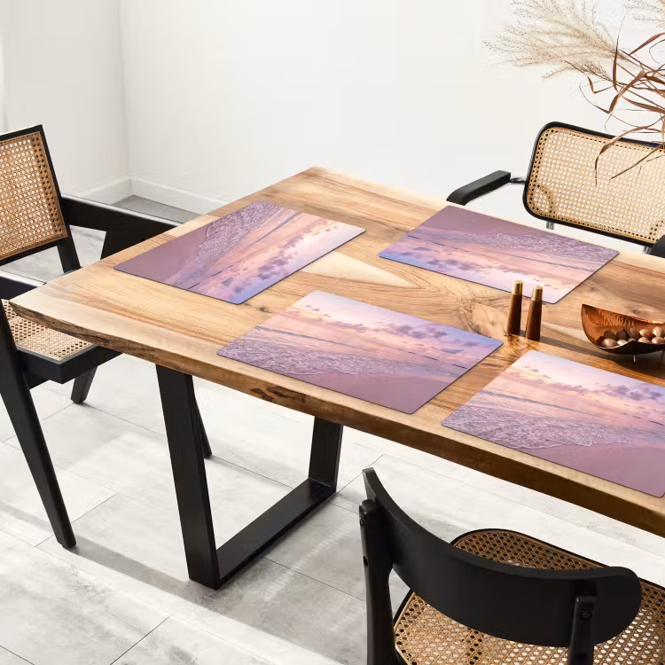 Strand - Zonsondergang - Natuur - Minimalistisch - Roze Placemat vinyl groot -zzsfeer4_Kitchenyeah-website