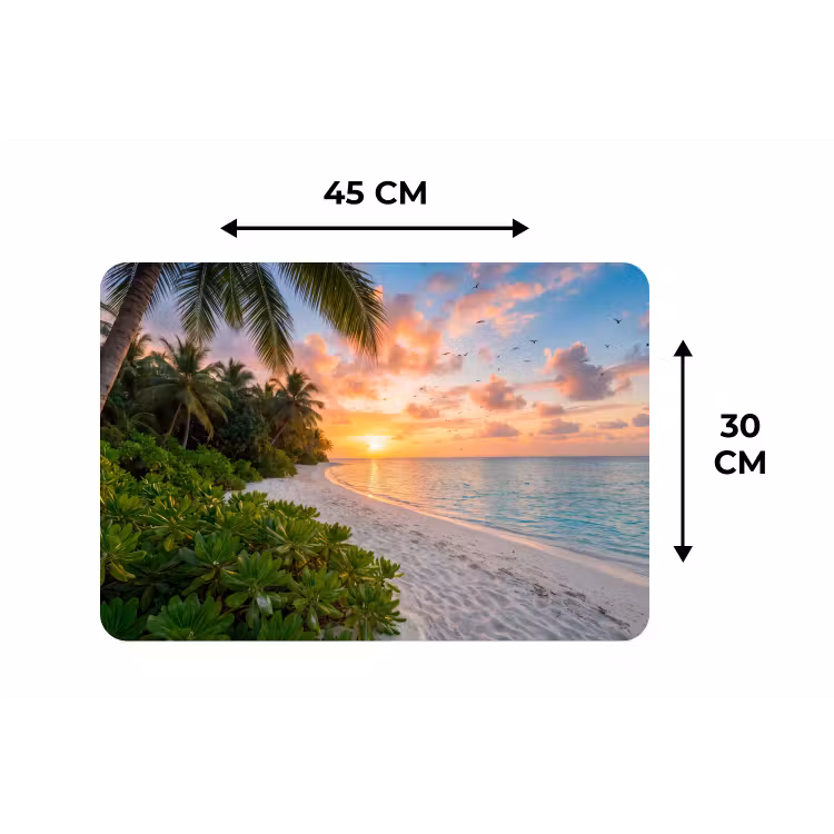 Strand - Zonsondergang - Palmbomen - Tropisch - Natuur Placemat vinyl groot -specs