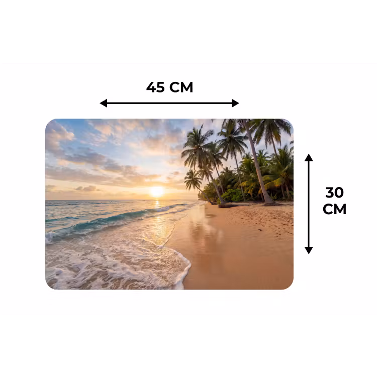 Strand - Zonsondergang - Tropisch - Natuur - Goud Placemat vinyl groot -specs