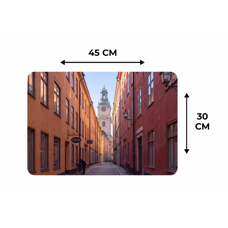 Straat - Klokkentoren - Stad - Architectuur - Historisch Placemat vinyl groot -specs