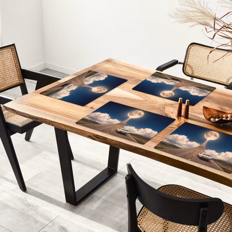 Tischset - 6 Stück - Straße – Mond – Nacht - Weg - Maan - Nacht Placemat vinyl groot