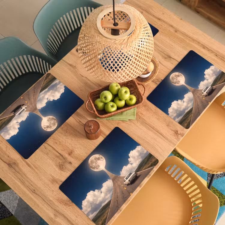 Tischset - 6 Stück - Straße – Mond – Nacht - Weg - Maan - Nacht Placemat vinyl groot
