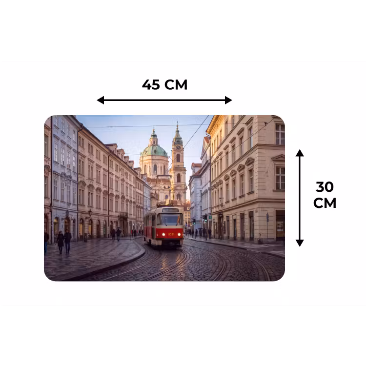 Tram - Straat - Stadsgezicht - Klassiek - Rood Placemat vinyl groot -specs