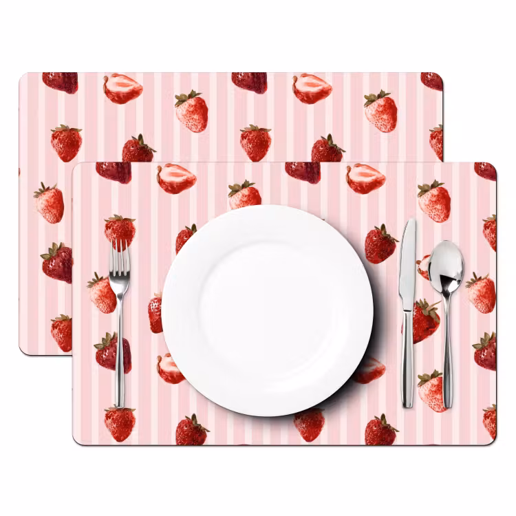 Strepen - Aardbei - Roze Placemat vinyl groot 368 -zzsfeer2_Kitchenyeah-website