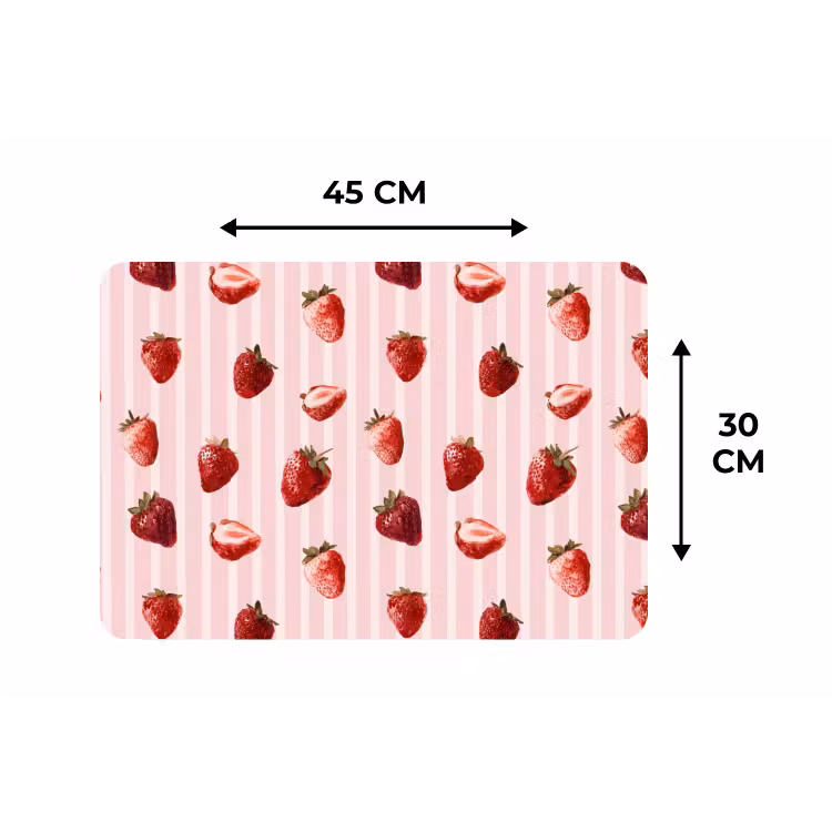 Strepen - Aardbei - Roze Placemat vinyl groot 368 -specs