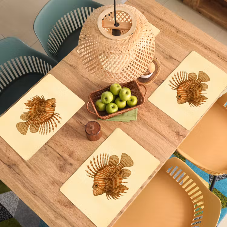 Strepen - Vis - Rond - Stekels Placemat vinyl groot -zzsfeer5_Kitchenyeah-website