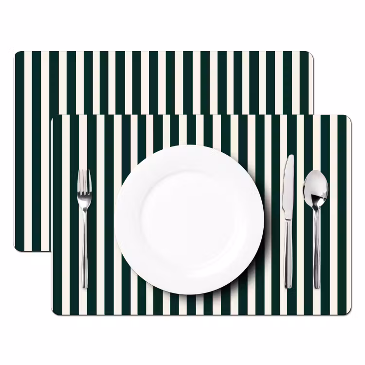 Strepen - Klassiek - Groen Placemat vinyl groot 368 -zzsfeer2_Kitchenyeah-website