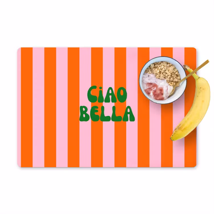 Strepen - Oranje - Verticaal - Ciao bella Placemat vinyl groot -zzzproduct_Kitchenyeah-website