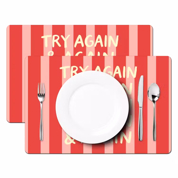 Strepen - Rood - Try again Placemat vinyl groot -zzsfeer2_Kitchenyeah-website