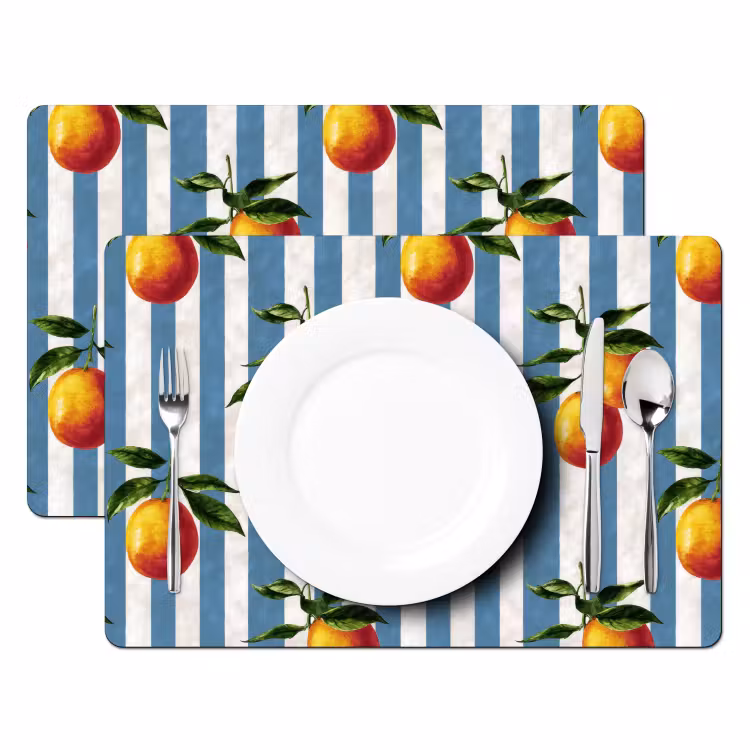 Strepen - Citroen - Blauw Placemat vinyl groot 368 -zzsfeer2_Kitchenyeah-website