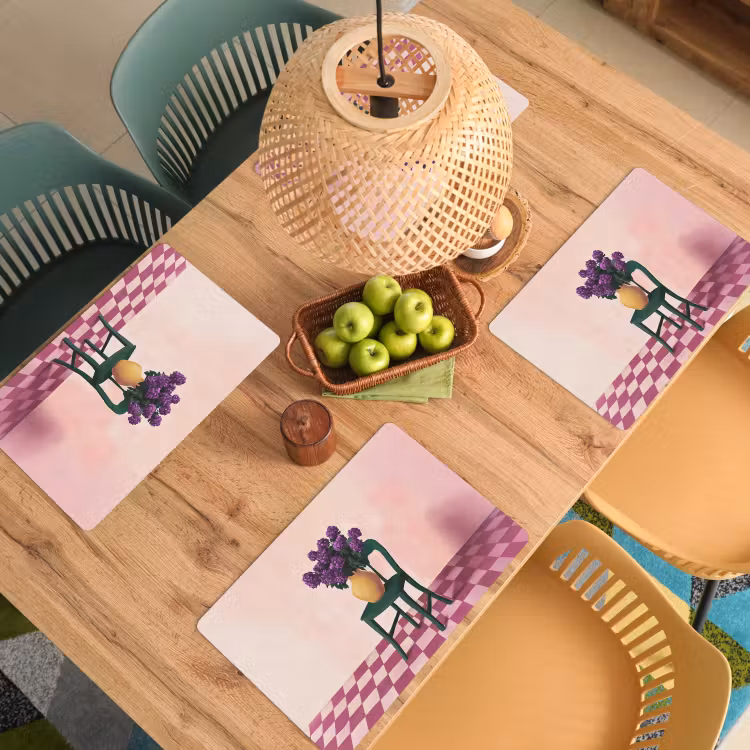 Stoel - Vaas - Bloemen - Geblokt Placemat vinyl groot -zzsfeer5_Kitchenyeah-website