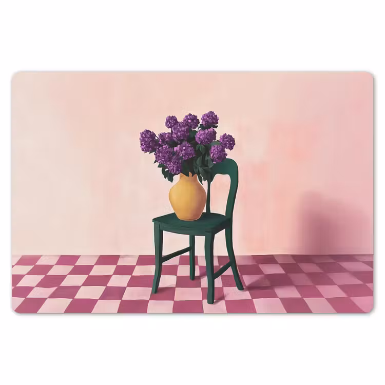 Stoel - Vaas - Bloemen - Geblokt Placemat vinyl groot -zzsfeer1_Kitchenyeah-website