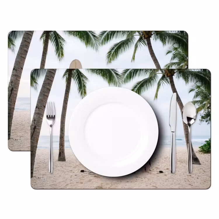 Surfboard - Palmbomen - Kleurrijk Placemat vinyl groot -zzsfeer2_Kitchenyeah-website
