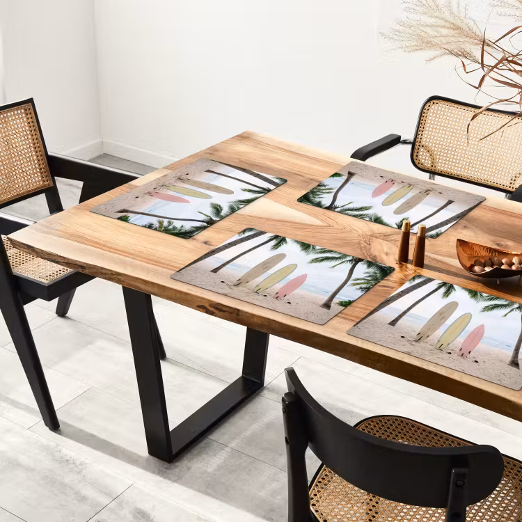 Surfboard - Palmbomen - Kleurrijk Placemat vinyl groot -zzsfeer4_Kitchenyeah-website