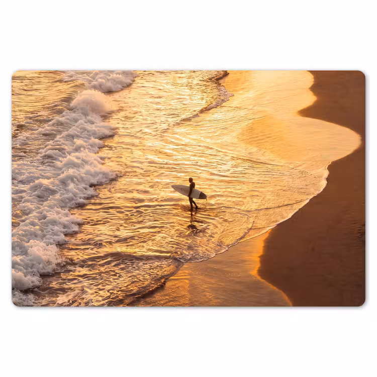 Surfer - Strand - Zonsondergang - Oceaan - Goud Placemat vinyl groot -zzsfeer1_Kitchenyeah-website