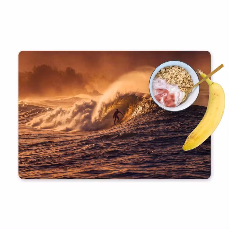 Surfer - Golf - Oceaan - Sport - Oranje Placemat vinyl groot -zzzproduct_Kitchenyeah-website