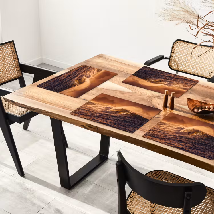 Surfer - Golf - Oceaan - Sport - Oranje Placemat vinyl groot -zzsfeer4_Kitchenyeah-website