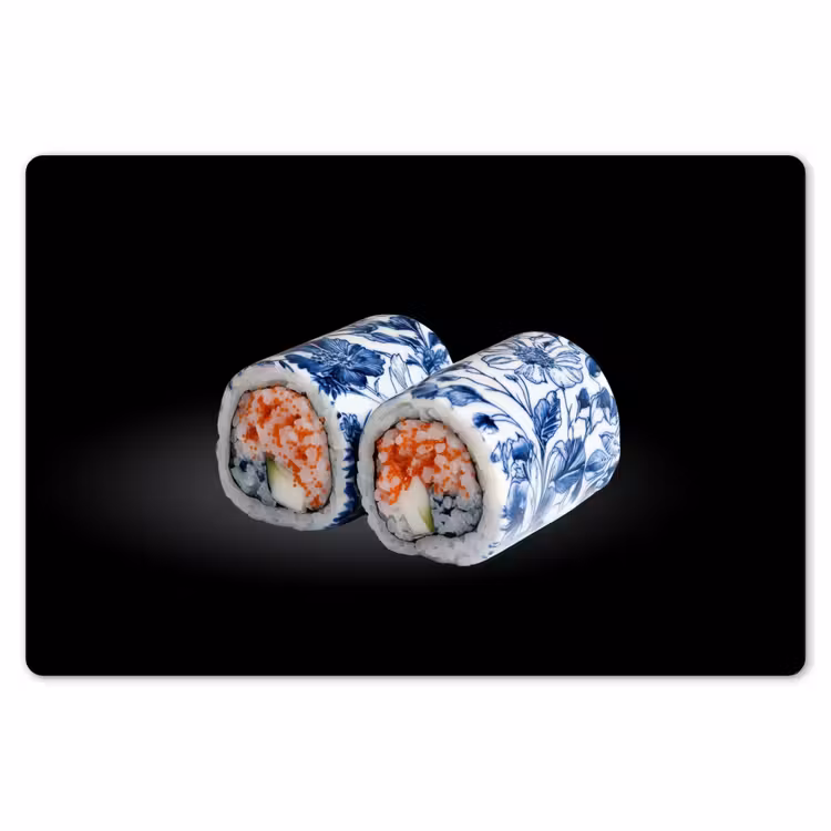 Sushi - Delfts blauw - Rijst - Vis - Elegant Placemat vinyl groot -zzsfeer1_Kitchenyeah-website