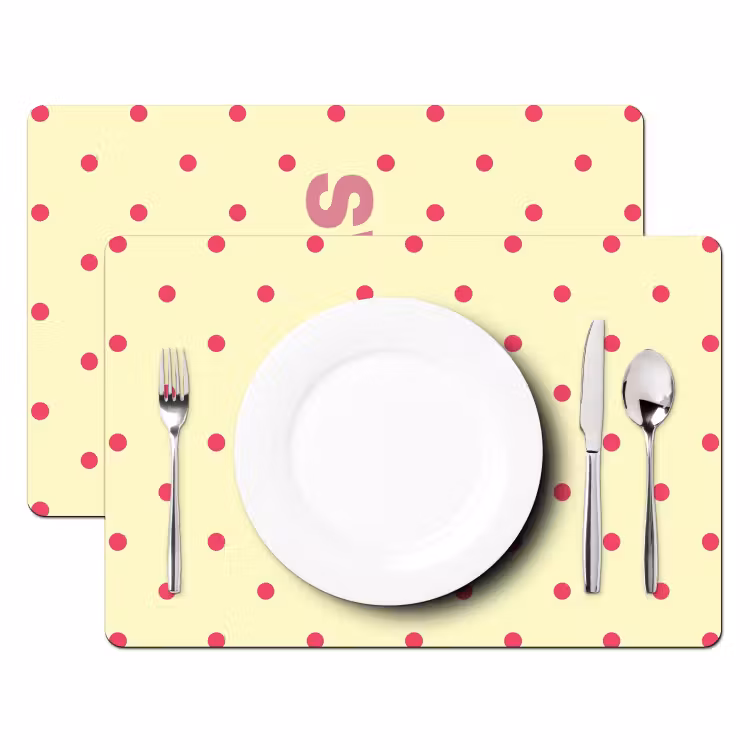 Swag - Roze - Stippen - Geel Placemat vinyl groot -zzsfeer2_Kitchenyeah-website