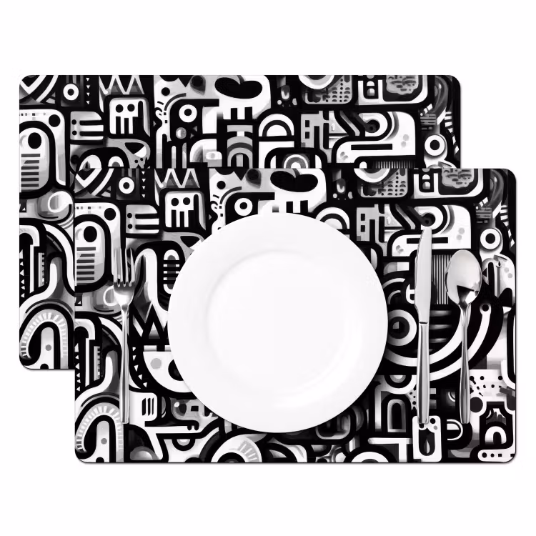Symbolen - Abstract - Grafisch - Zwart Placemat vinyl groot -zzsfeer2_Kitchenyeah-website