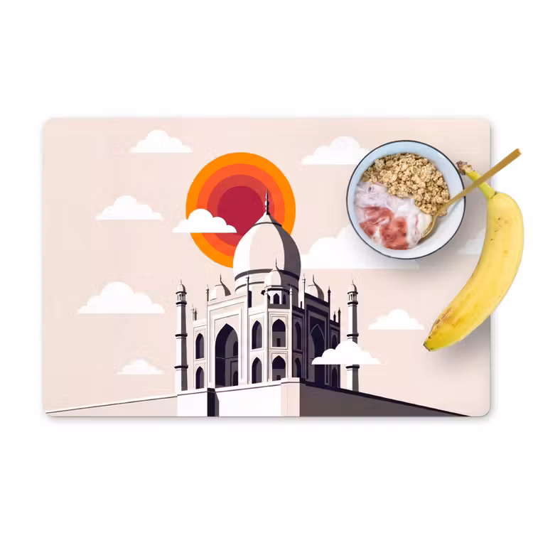 Taj Mahal - Zon - Koepel - Architectuur - India - Grafisch Placemat vinyl groot -zzzproduct_Kitchenyeah-website