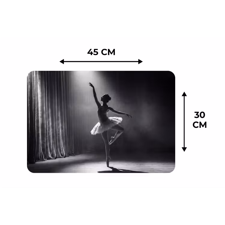 Danser - Podium - Zwart-wit - Kunst - Klassiek Placemat vinyl groot -specs