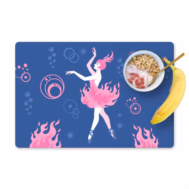 Danseres - Vlammenrok - Abstract - Roze - Blauw Placemat vinyl groot -zzzproduct_Kitchenyeah-website