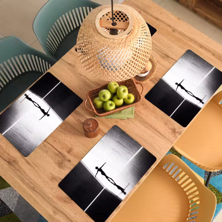 Danser - Silhouette - Kunst - Modern - Zwart-wit Placemat vinyl groot -zzsfeer5_Kitchenyeah-website